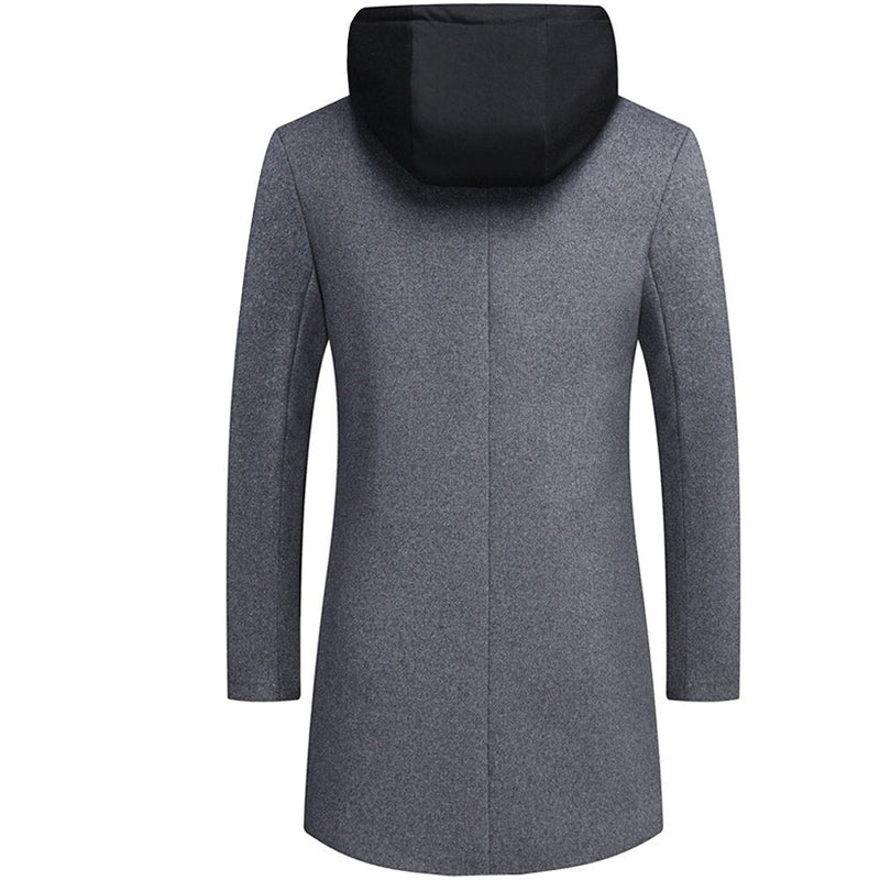 Men Long detachable Hood woolen coat men coat jacket men wool Jacket