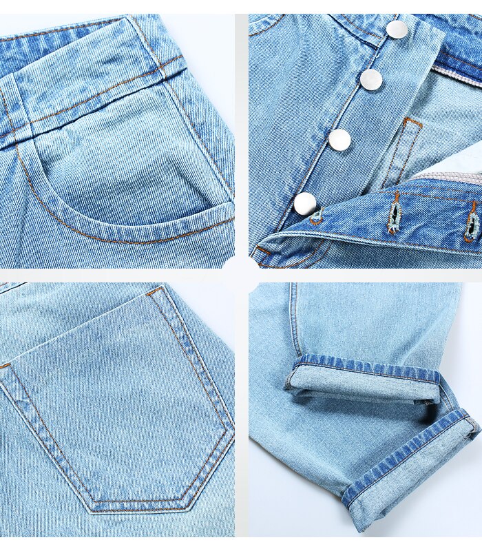 High Waist Wide Leg Jeans With Pockets Women`s Button Fly Straight Denim Pants Trousers Jeans For Women