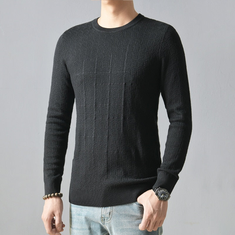 Men Casual Knitted Sweater Thin Basic Slim Fit Simple High Quality Gentlemen Long Sleeve O-Neck Male Knitwear