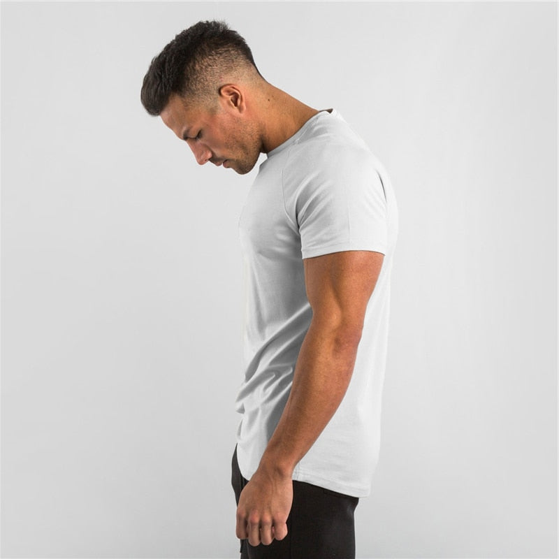 Summer Sportswear Mens O-neck T Shirts Men Tops Cotton Fitness T-shirt Gym Short Sleeve Bodybuilding Tshirt