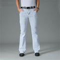 Men New Micro-Flare Jeans Light Blue Elastic Waist Slim-Fit Casual Pants