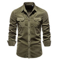 Spring men shirts cotton corduroy mens designer shirts slim pockets business single button