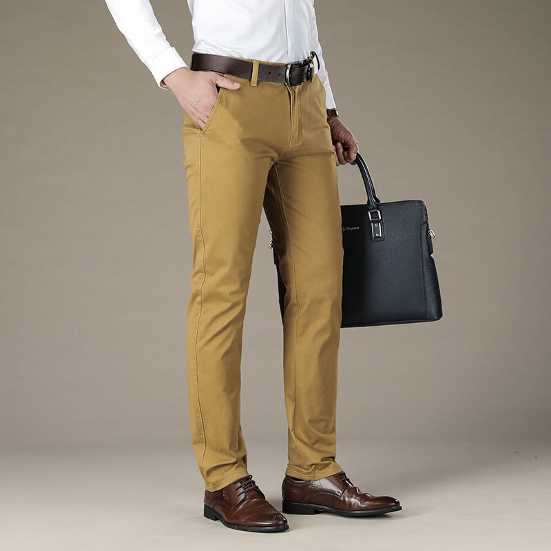 Mens Suit Pants High Quality Stretch Comfortable Cotton Office Pants Straight Business Casual Black Trousers