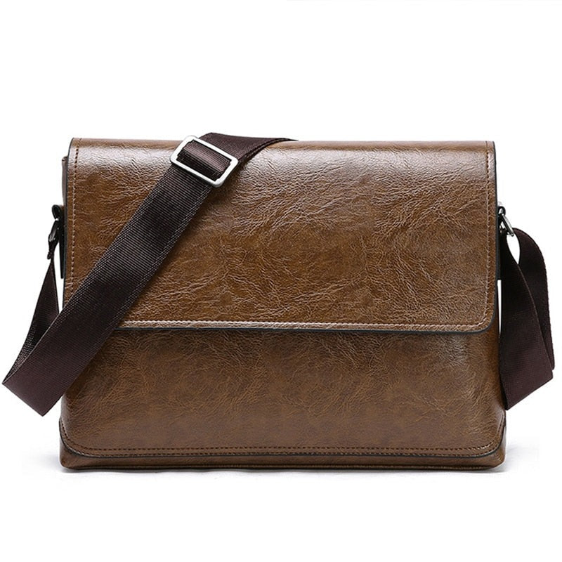 Men Leather Handbag Shoulder Bags Male Business Casual Crossbody Bag Multifunctional Solid Messenger Bag Purse