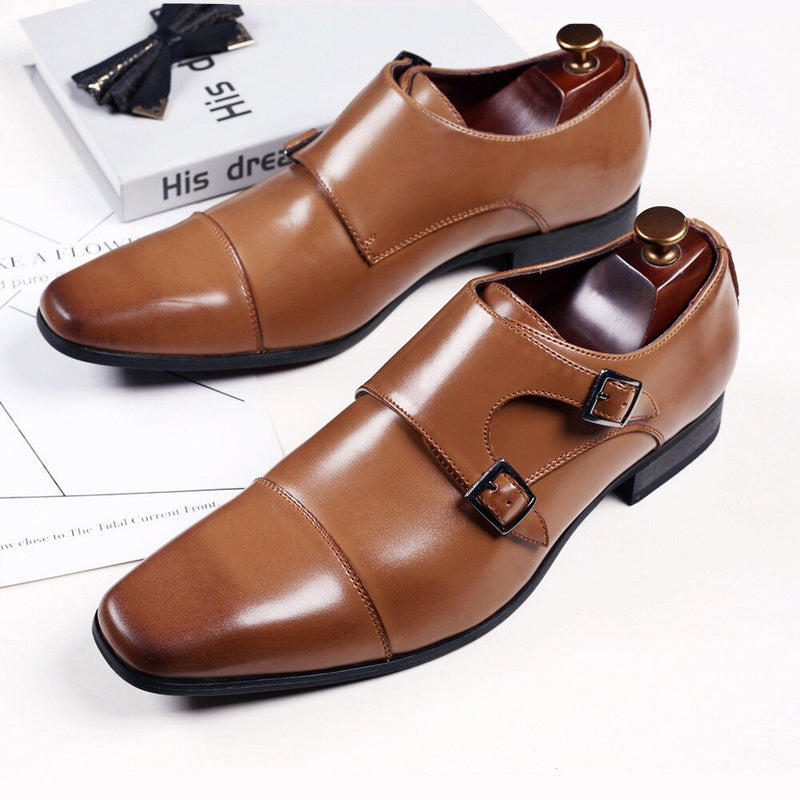 Spring Autumn Business Leather Shoes Men Buckle Formal Shoes