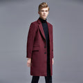 Autumn Winter Casual England Slim Single-Breasted Men Suit Collar Woolen Trench Coat Middle Long Mens Jackets and Coats