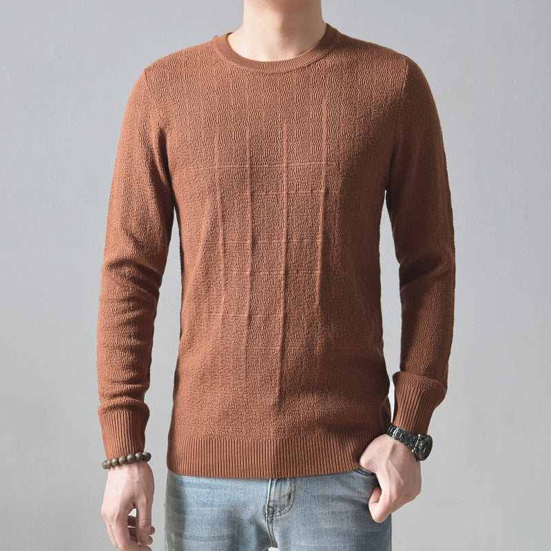 Men Casual Knitted Sweater Thin Basic Slim Fit Simple High Quality Gentlemen Long Sleeve O-Neck Male Knitwear