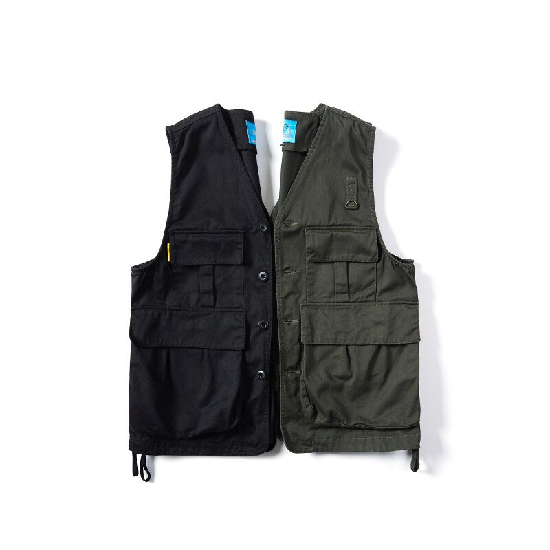 Vests For Men Multi-Pocket Tourism Waistcoat Fishing Reporter Sleeveless Jacket Youth Leisure Coat