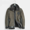 High Quality Real Sheepskin Fur Men Coat Genuine Full Pelt Sheep Shearling Male Winter Leather Bomber Jacket