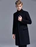 Autumn Winter Casual England Slim Single-Breasted Men Suit Collar Woolen Trench Coat Middle Long Mens Jackets and Coats