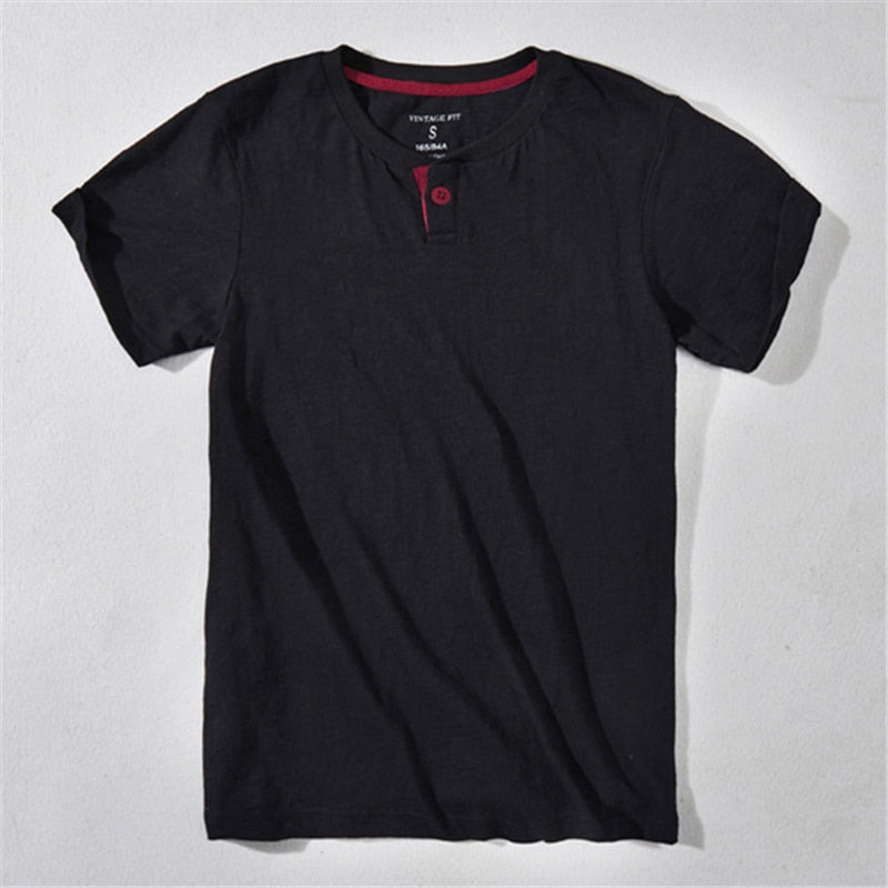 Summer Men Short Sleeve T-Shirts Cotton Casual Simple Handsome Youth Solid Slim Fit Tees