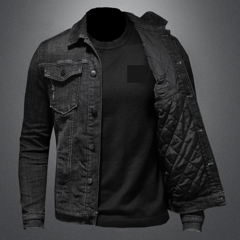 Warm Bomber Pilot Black Winter Denim Jacket Men Jeans Coat Motorcycle Casual Clothing