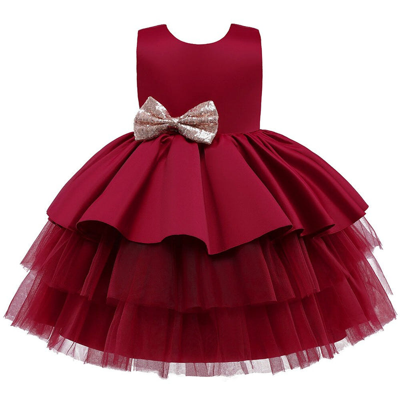 Kids Evening Dresses Formal Cake Dress For Children Costume Sequin Party Dress Girl Infant Sleeveless