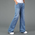 Retro Men Flare Jeans Pants Bell Bottom Blue Black Loose Classic Casual Comfortable Boot Cut Denim Trousers