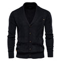 Cotton Argyle Cardigan Men Casual Single Breasted Solid Business Cardigans Winter Sweater Man