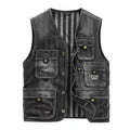 Denim Vest Jacket Men Clothing Casual Jean Black Coats Vests For Men Winter Multi-pocket Sleeveless Work Vest