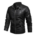 Mens Motorcycle Casual Embroidery Biker Coat Zipper Fleece Jacket Autumn Winter Men Faux Leather Jackets