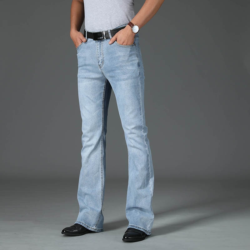 Men Four Seasons New High-Waist Flared Jeans High-End Loose Wide-Leg Casual Pants