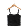 Women Clothes Folds Mesh Chest Wrap Short Sweet Spaghetti Straps Summer