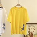 Women T-Shirt Cotton Printed Girl Tee Summer Casual Loose Short Sleeve O-Neck Tops