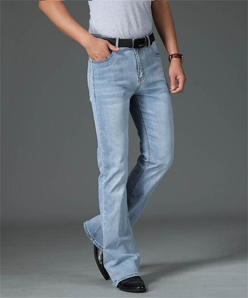 Men Four Seasons New High-Waist Flared Jeans High-End Loose Wide-Leg Casual Pants