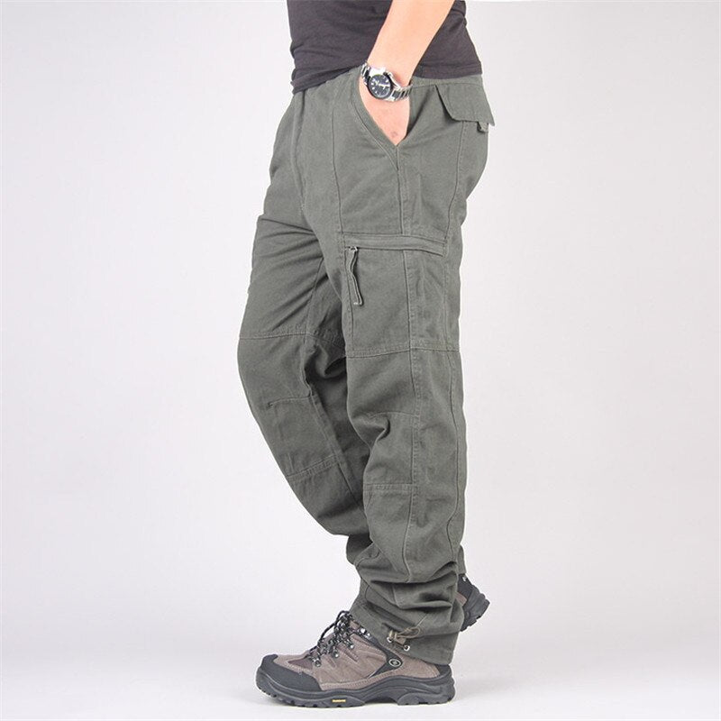 Spring Autumn Casual Cotton Cargo Pants Men Combat Military Tactical Pants Army Straight Slacks Long Trousers