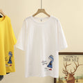 Women T-Shirt Cotton Printed Girl Tee Summer Casual Loose Short Sleeve O-Neck Tops