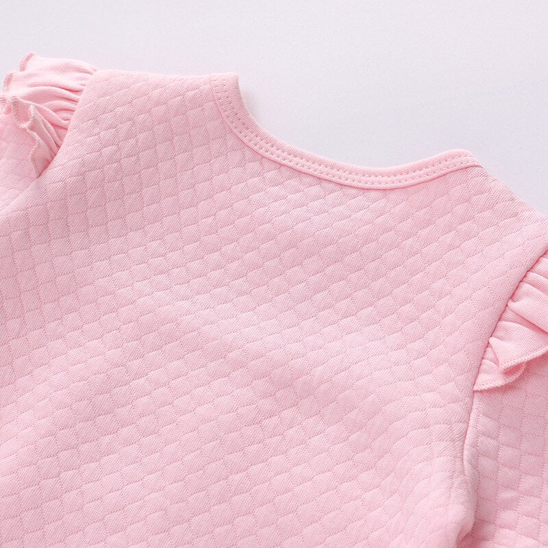 Spring and Autumn Children Clothing Baby Clothes Baby Girl One-Pieces Pink Long Sleeves Outing Kids Romper Infant Jumpsuit