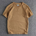 Summer Men Solid Premium Basic T-shirt Teens Short Sleeve Simple Loose Casual Pullover Tops Tee