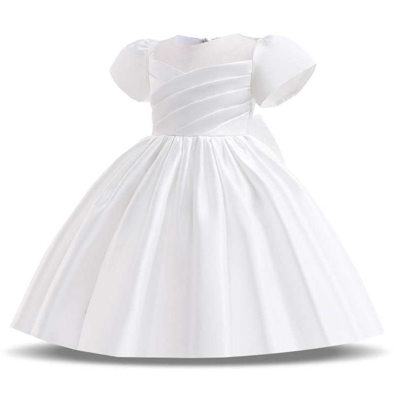 Little Bridesmaid Clothes Evening Dresses Kids  For Girl Children Costume Lace Princess Flower Clothing White Pink Gown