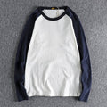 stitching contrast autumn and winter long sleeve T-shirt Men pure cotton comfortable raglan sleeves