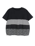 Women Black Dot Striped Big Size Casual T-shirt New Round Neck Short Sleeve Tide Spring Summer