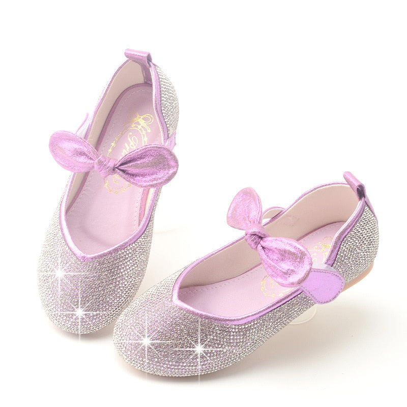 Toddlers Girls Elegant Party Shoes for Baby Bow Sequin Mary Jane Girl Princess Shoes Kid Girl Wedding Dress Leather Shoe