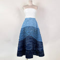 Patchwork Denim Strapless Formal Dresses For Women Slash Neck Sleeveless High Waist Gradient Dress Female