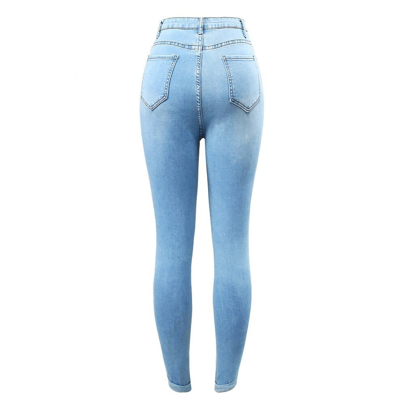 High Waist Cropped Jeans Woman Stretchy Denim Ripped Pencil Pants Jeans For Women Clothing