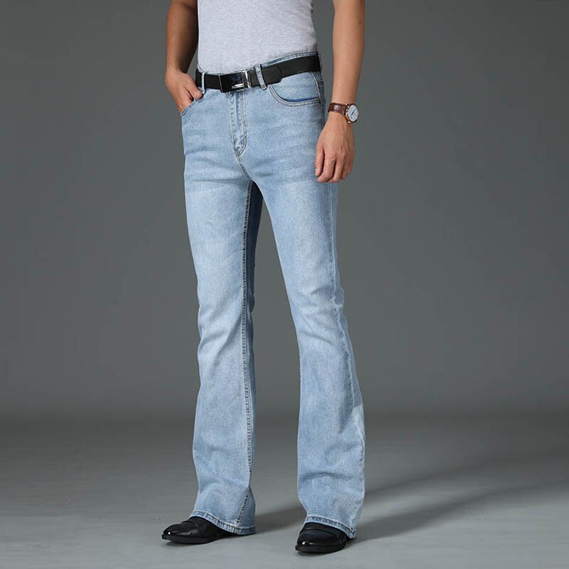 Men Four Seasons New High-Waist Flared Jeans High-End Loose Wide-Leg Casual Pants