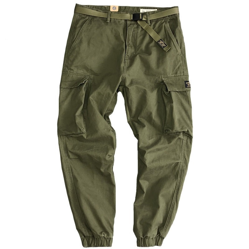 Military Tactical Pants Men Streetwear Loose big Pocket Army Trousers Trendy Casual Jogging Pant with Belt