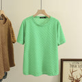 T-Shirt For Women Jacquard Knitted Fabric Summer Casual Short Sleeve Twist Tops