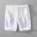 Pure Linen Shorts for Men Summer Solid White Loose Holiday Shorts Man Casual Button Fly Short Pants