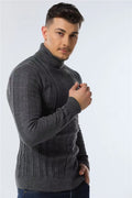 Slim Fit Pullovers Turtleneck Men Casual Basic Solid Color Warm Striped Sweater Mens New Winter Sweaters Male