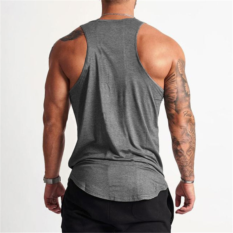 Solid Tank Top Men Stringer Tanktop Fitness Singlet Sleeveless Shirt Workout Man Undershirt Gym Clothing