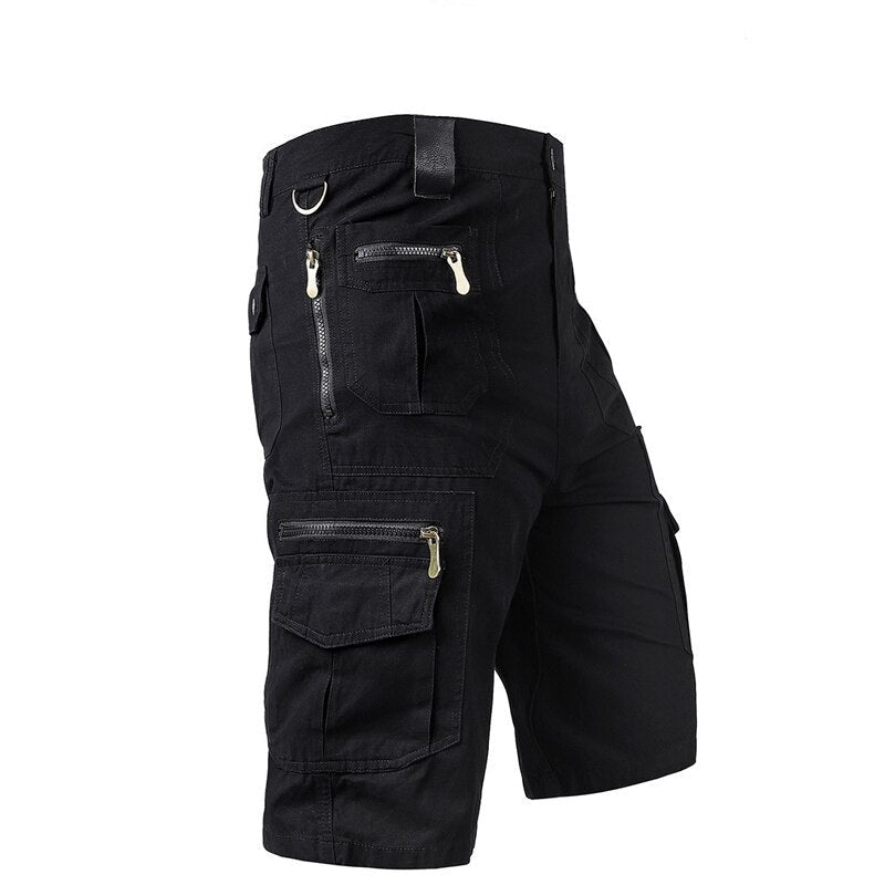 Men shorts summer cotton multi pockets streetwear tactical joggers shorts zipper male fitness shorts