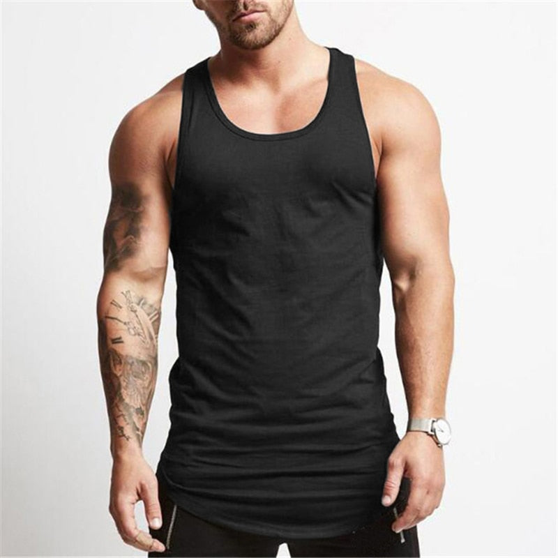 Solid Tank Top Men Stringer Tanktop Fitness Singlet Sleeveless Shirt Workout Man Undershirt Gym Clothing