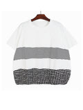 Women Black Dot Striped Big Size Casual T-shirt New Round Neck Short Sleeve Tide Spring Summer