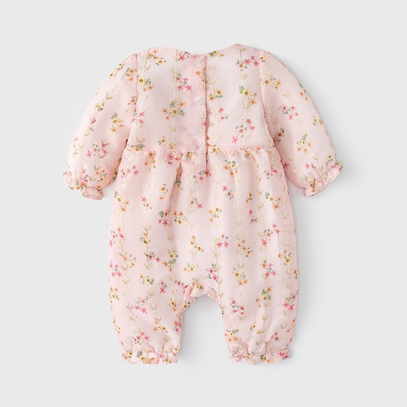 Spring and Autumn Children Clothing Baby Clothes Baby Girl One-Pieces Embroidered Bow Outing Kids Romper Infant Jumpsuit