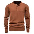 Henley Collar Men Sweaters 100% Cotton Solid Color Casual Men Pullovers New Autumn Thin High Quality Sweaters for Men