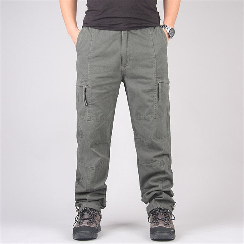 Spring Autumn Casual Cotton Cargo Pants Men Combat Military Tactical Pants Army Straight Slacks Long Trousers