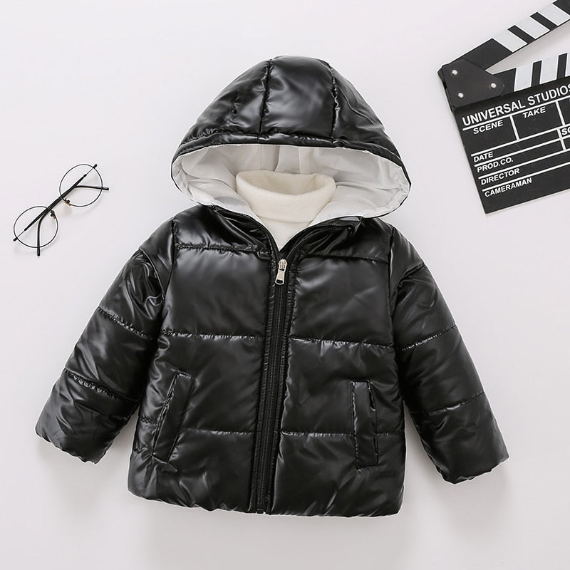 Toddler Boy Girl Trendy Metallic Waterproof Windproof Hooded Coat