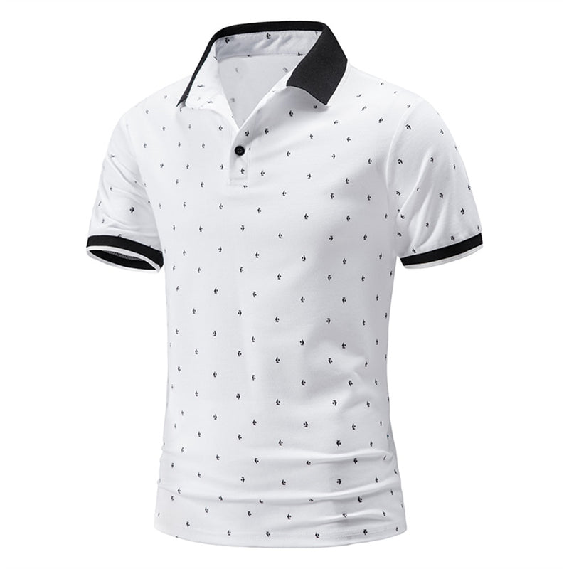 Summer Short Sleeve Basic Lapel Polo Shirt Men Sailboat T-Shirt Top