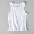 Pure Linen Sleeveless White Tank Top Men Summer Solid Breathable Vest Tees Casual Man Vests